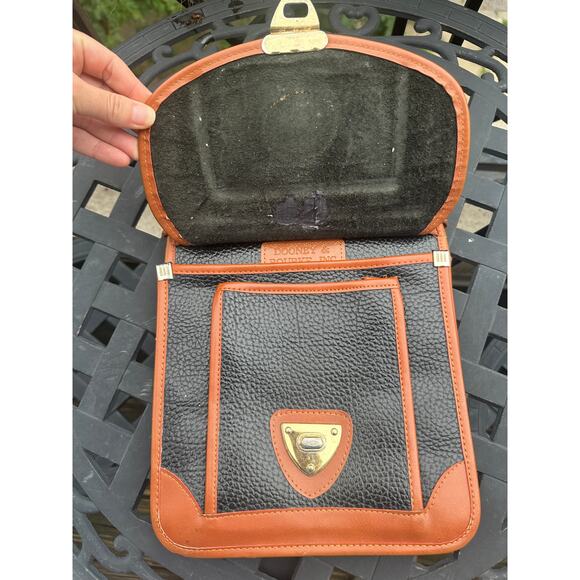 Vintage Dooney & Bourke All Weather Leather Satchel Black Tan Trim USA READ - Picture 4 of 9